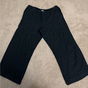 NWOT J. Jill Love Linen 100% Linen Black Wide Leg Linen Pants Size XL Petite